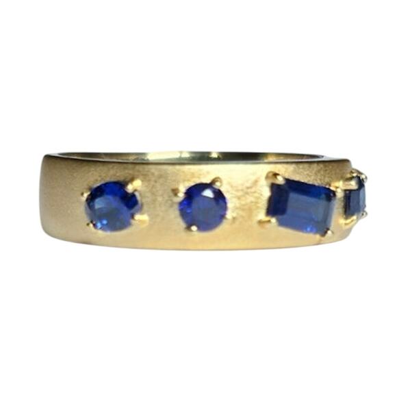18K Gold Plated Sterling Silver Lab Sapphire Ring by PAJ - Picture 2 of 3